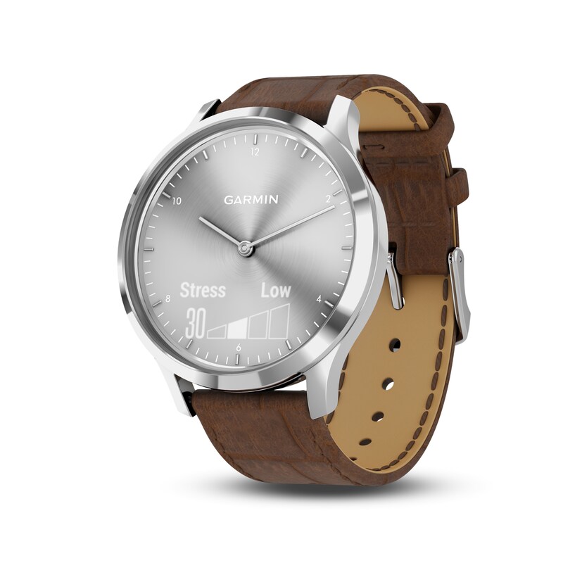 Main Image 5 of Garmin Vivomove HR Brown Leather Strap Hybrid Smartwatch