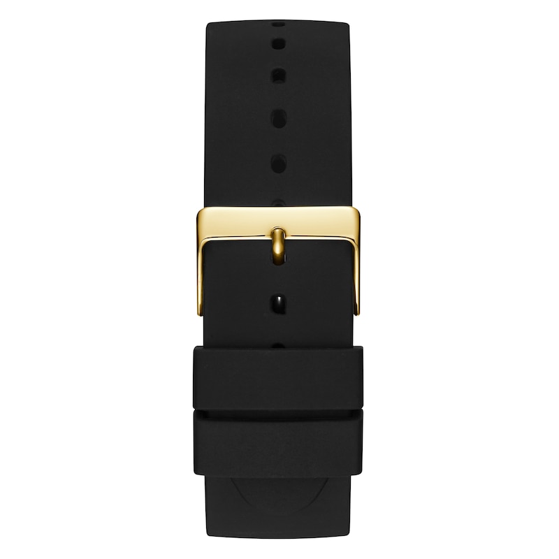 Main Image 3 of Guess Imprint Men's Gold Detail Dial Black Silicone Strap Watch