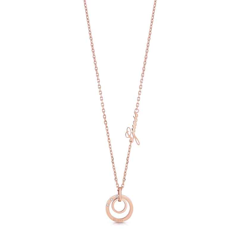 Main Image 1 of Guess Rose Gold Tone Crystal Circle Necklace