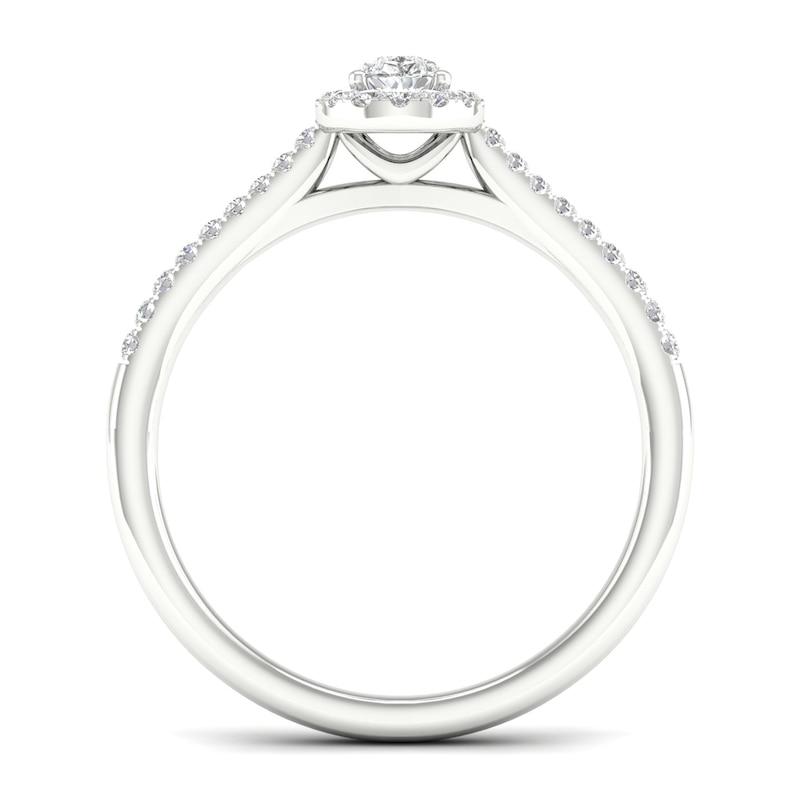 Main Image 2 of 9ct White Gold 0.33ct Total Diamond Pear Cut Halo Ring