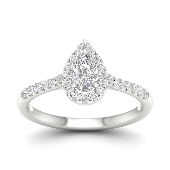 Engagement Ring 9ct White Gold Halo 0.50ct Diamond Ring