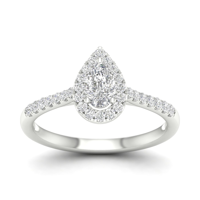 Main Image 1 of 9ct White Gold 0.50ct Diamond Halo Ring