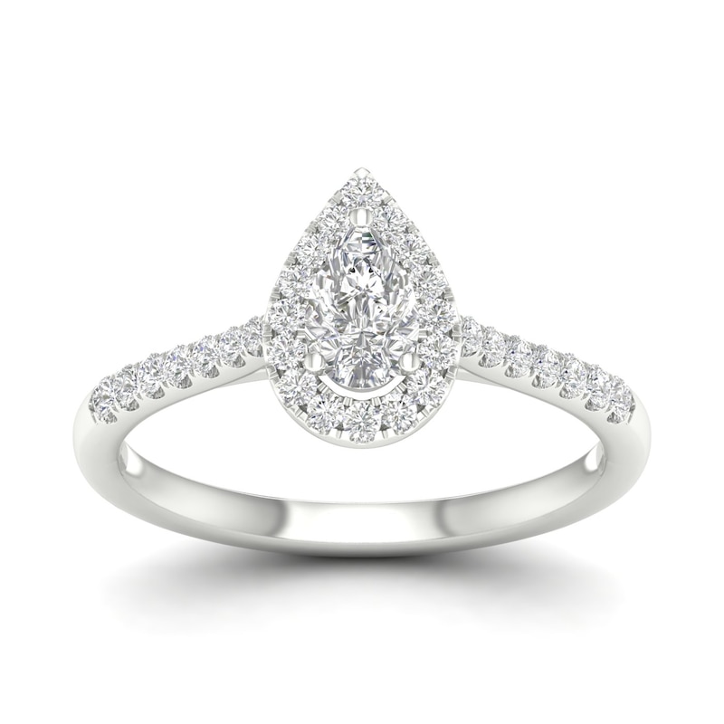 9ct White Gold 0.50ct Diamond Halo Ring