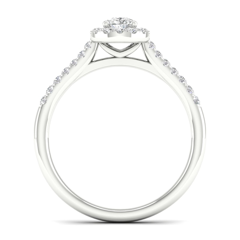 Main Image 2 of 9ct White Gold 0.50ct Diamond Halo Ring