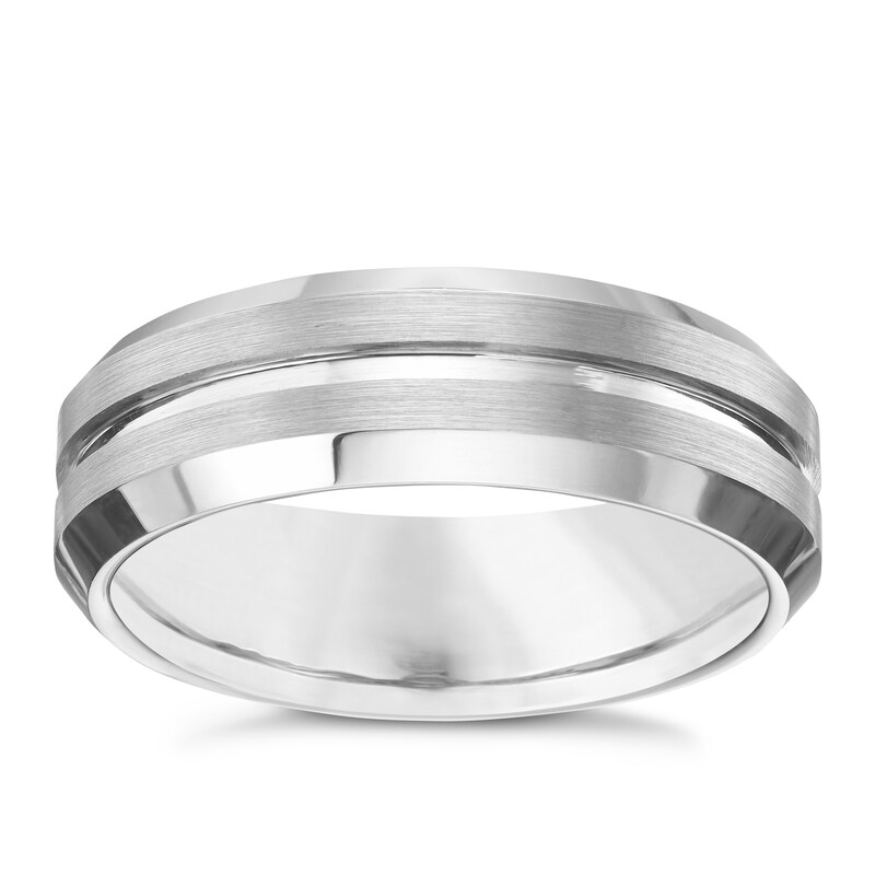 Men's Tungsten 7mm Matt And Polished Ring H.Samuel