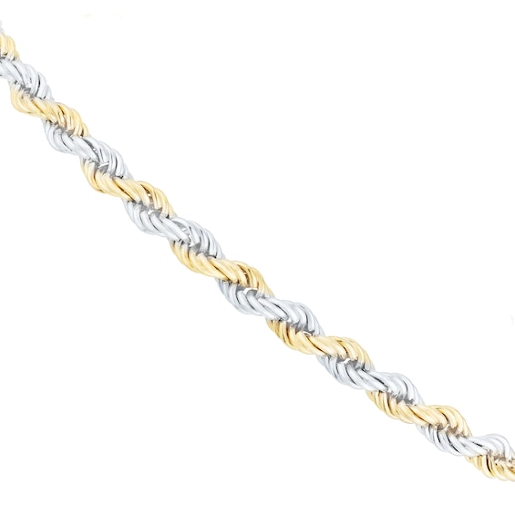 9ct Yellow and White Gold 8 Rope Chain Bracelet