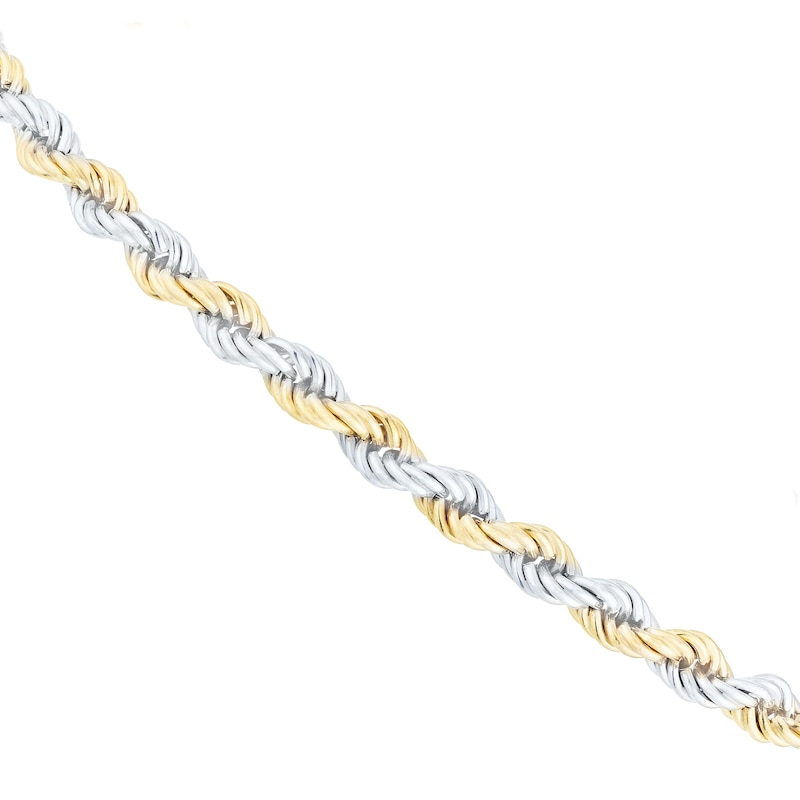 9ct Yellow & White Gold 8 Inch Rope Chain Bracelet