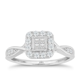 9ct White Gold 2/5ct Diamond Princessa Ring