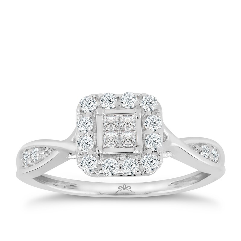 Main Image 1 of 9ct White Gold 2/5ct Diamond Princessa Ring