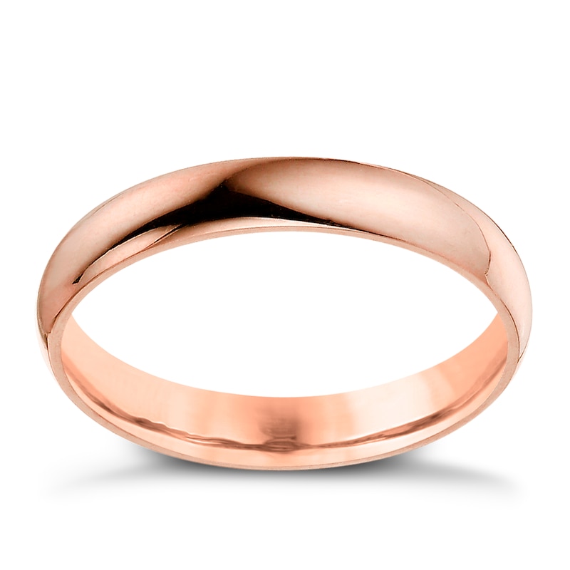 9ct Rose Gold 3mm Extra Heavy D Shape Ring