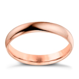 9ct Rose Gold 3mm Heavy D Shape Ring