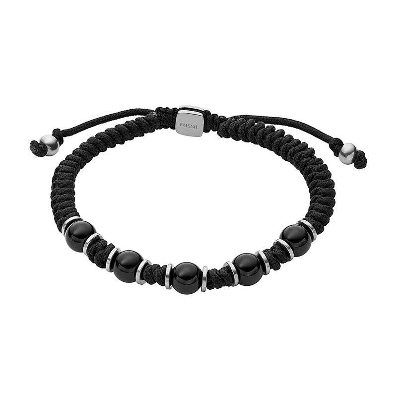 Fossil Casual Men's Black Onyx Beaded Bracelet
