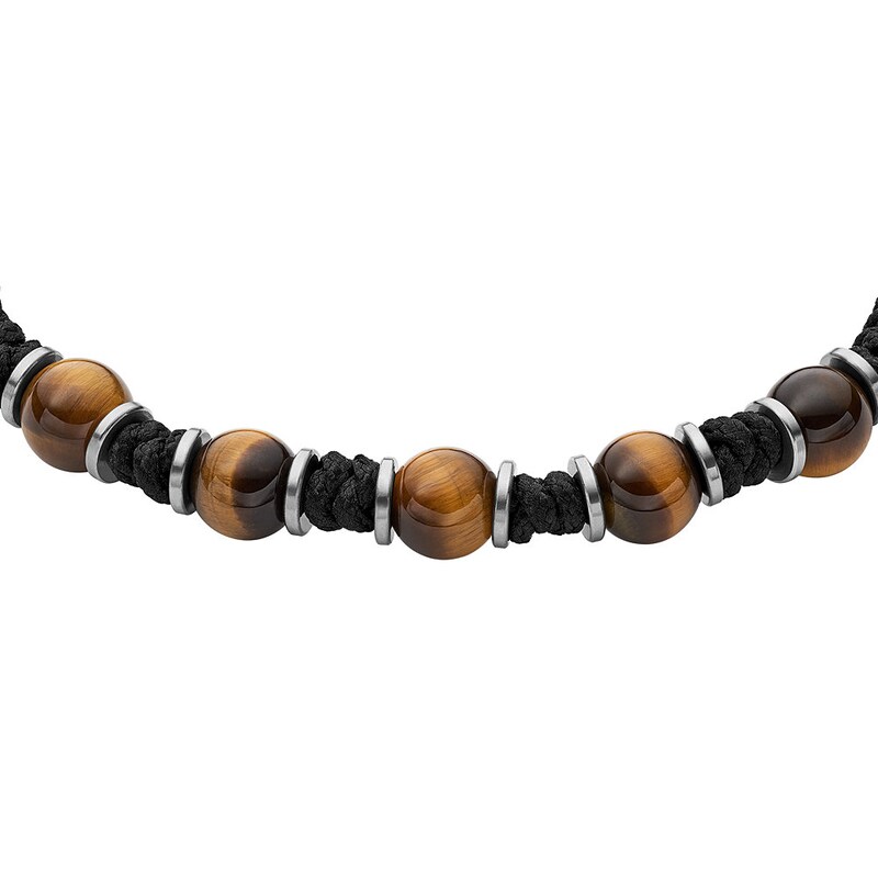 Fossil Casual Men's Tiger's Eye Beaded Bracelet