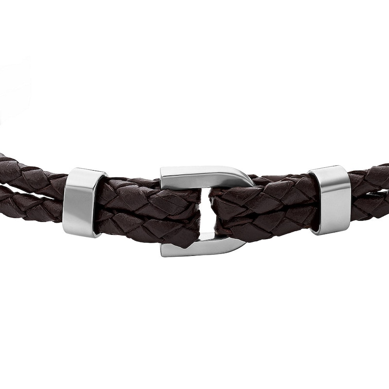 Fossil Heritage Men's D Link Brown Leather Bracelet