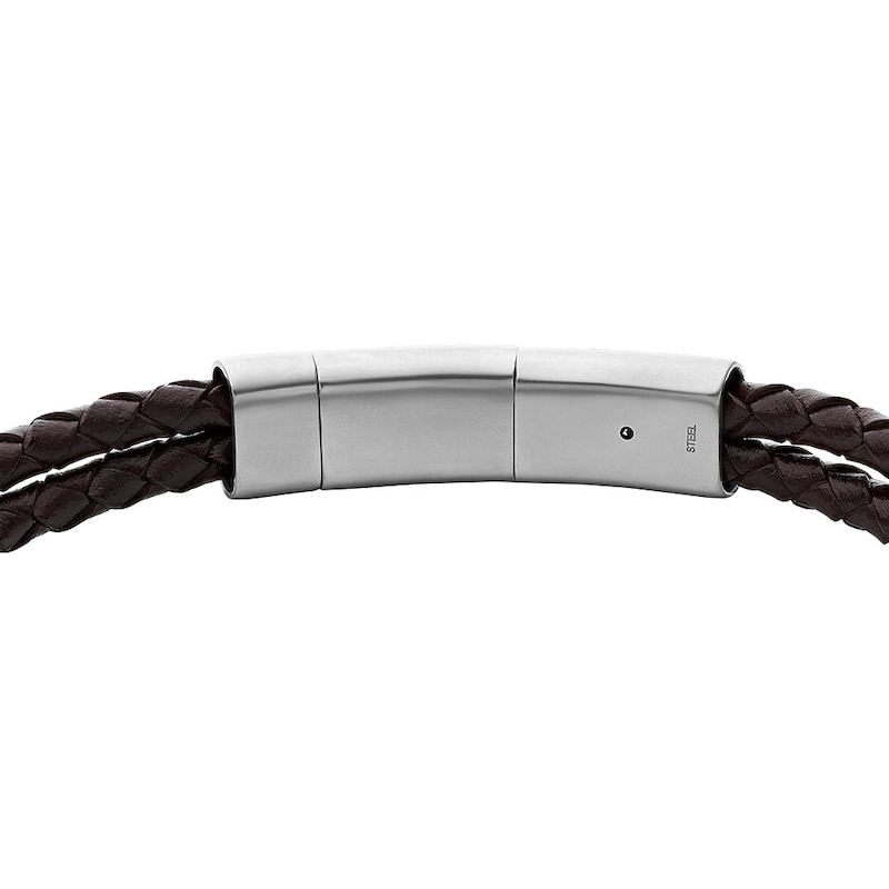 Fossil Heritage Men's D Link Brown Leather Bracelet