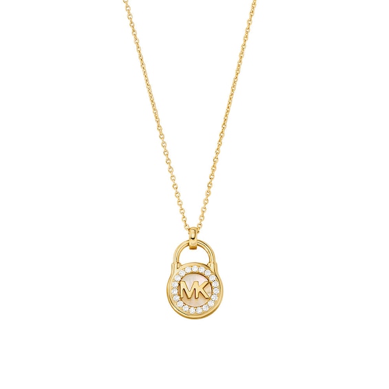 Michael Kors 14ct Gold Plated MOP Sterling Silver Lock Penda