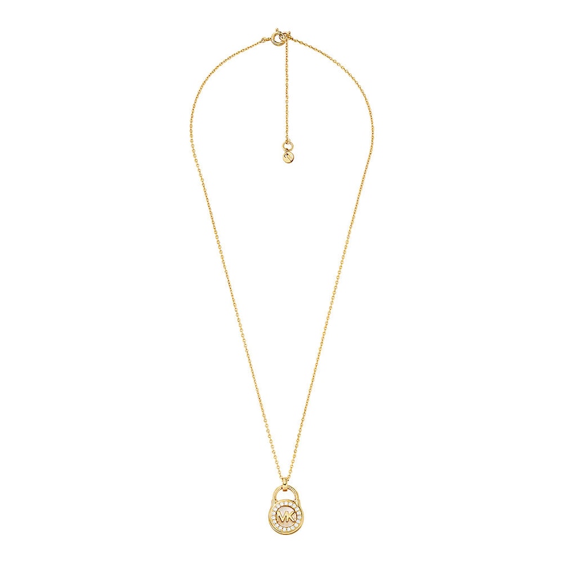 Main Image 2 of Michael Kors 14ct Gold Plated MOP Sterling Silver Lock Pendant