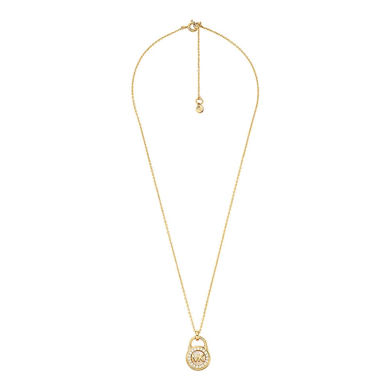 Michael Kors 14ct Gold Plated MOP Silver Lock Pendant