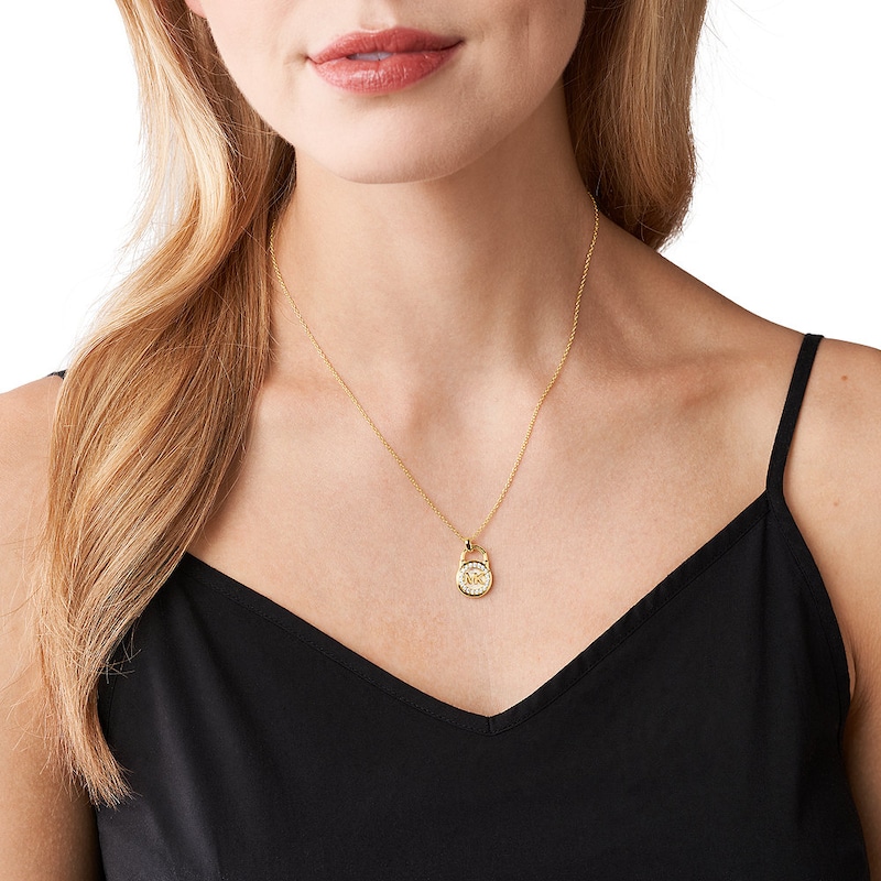 Main Image 3 of Michael Kors 14ct Gold Plated MOP Sterling Silver Lock Pendant