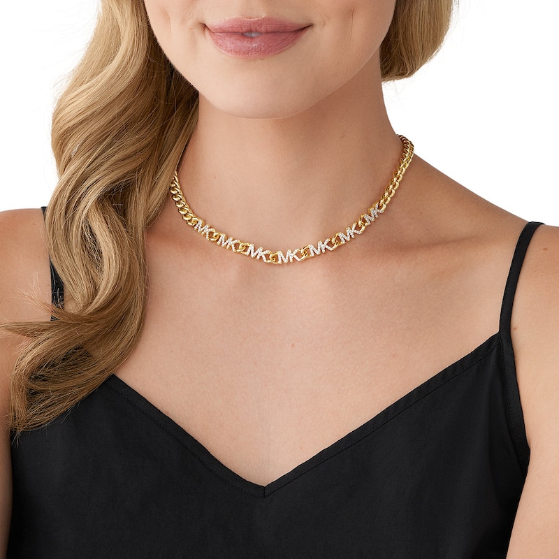 Main Image 3 of Michael Kors 14ct Gold Plated Logo Collar Necklace