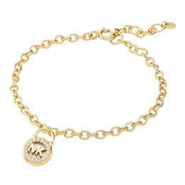 Michael Kors 14ct Gold Plated Sterling Silver MOP Lock Chain Bracelet