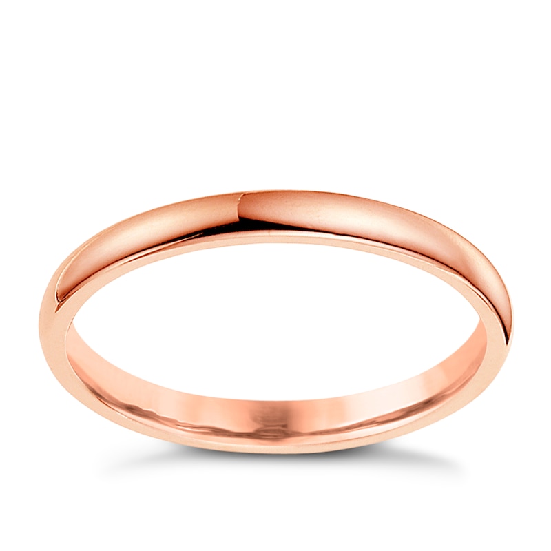 18ct Rose Gold 2mm Heavy D Shape Ring