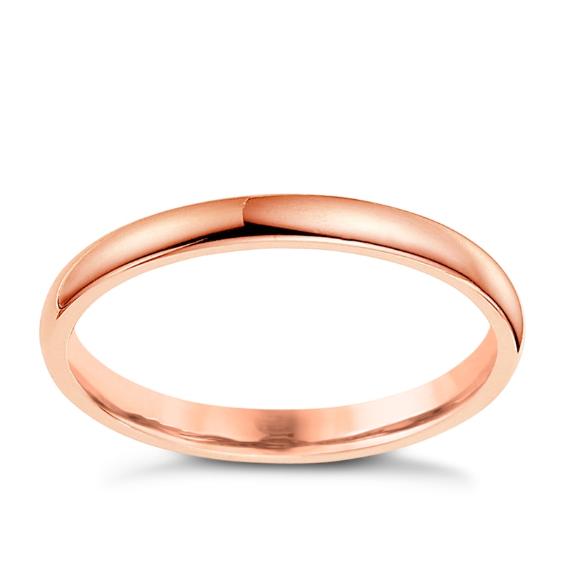 Main Image 1 of 18ct Rose Gold 2mm Heavy D Shape Ring