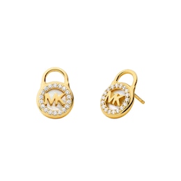 Michael Kors MK 14ct Gold Plated Sterling Silver Lock Stud Earrings