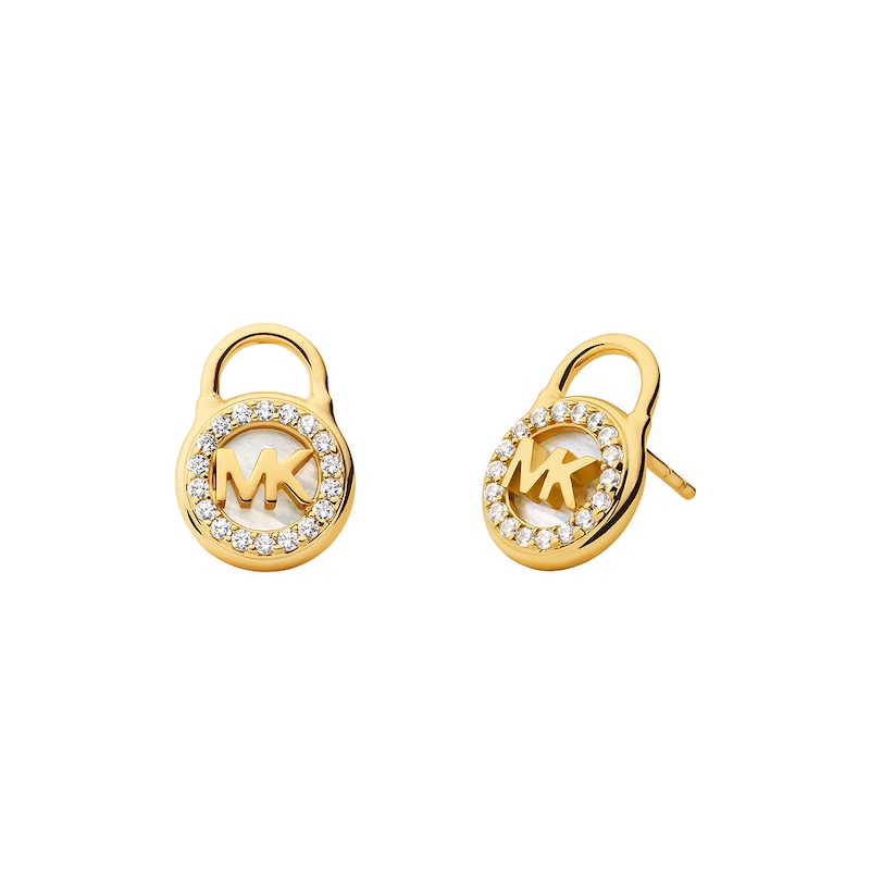 Michael Kors MK 14ct Gold Plated Silver Lock Stud Earrings
