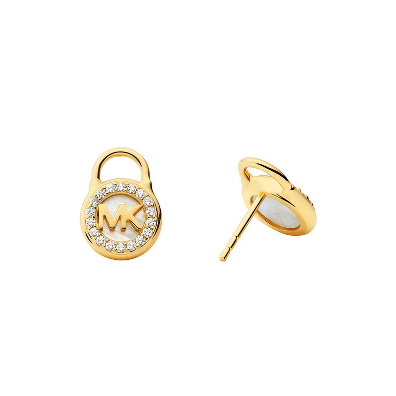 Main Image 2 of Michael Kors MK 14ct Gold Plated Sterling Silver Lock Stud Earrings
