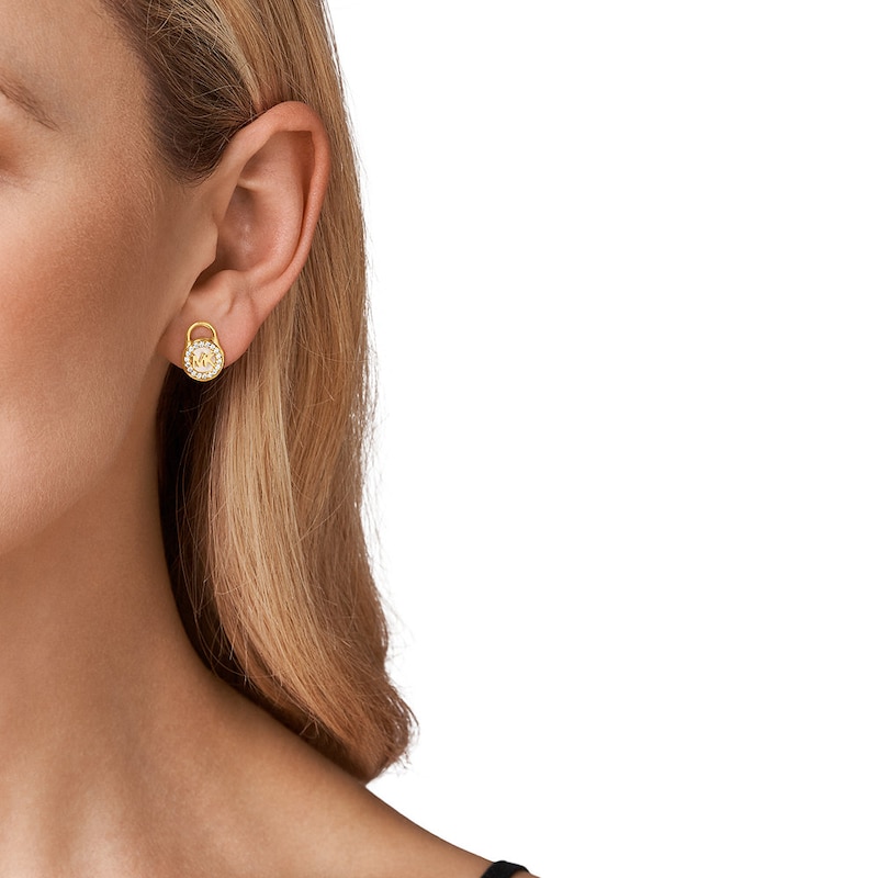 Main Image 3 of Michael Kors MK 14ct Gold Plated Sterling Silver Lock Stud Earrings