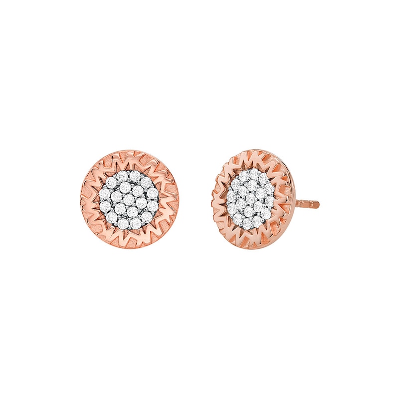 Main Image 1 of Michael Kors 14ct Rose Gold Plated Sterling Silver Monogram Earrings
