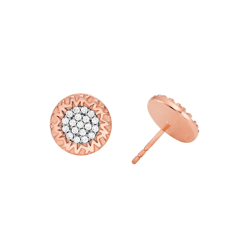 Main Image 2 of Michael Kors 14ct Rose Gold Plated Sterling Silver Monogram Earrings