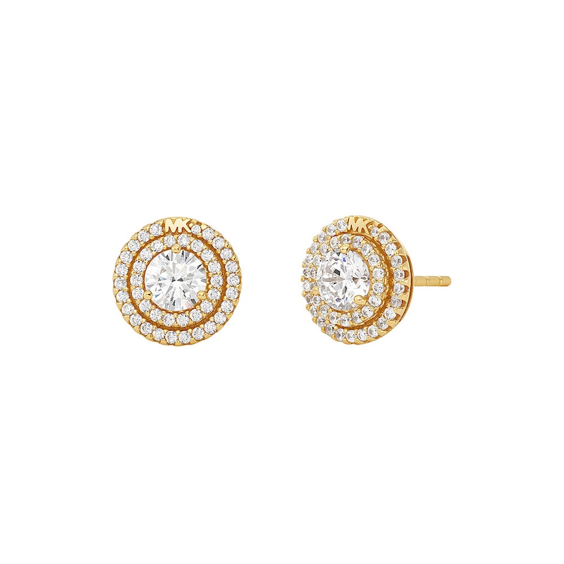 Michael Kors 14ct Gold Plated Silver Pavé Halo Stud Earrings