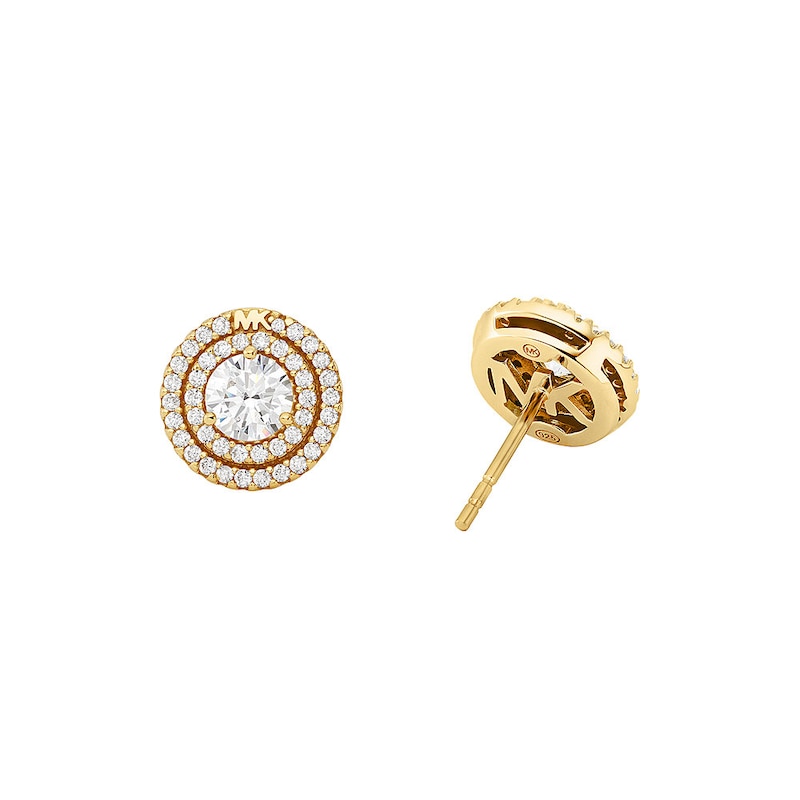 Michael Kors 14ct Gold Plated Silver Pavé Halo Stud Earrings