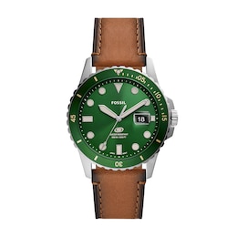 Fossil Blue Men's Tan Leather Strap Watch