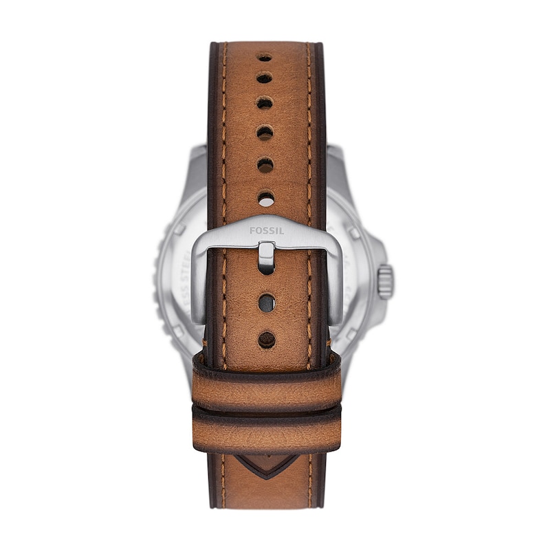 Fossil Blue Men's Tan Leather Strap Watch