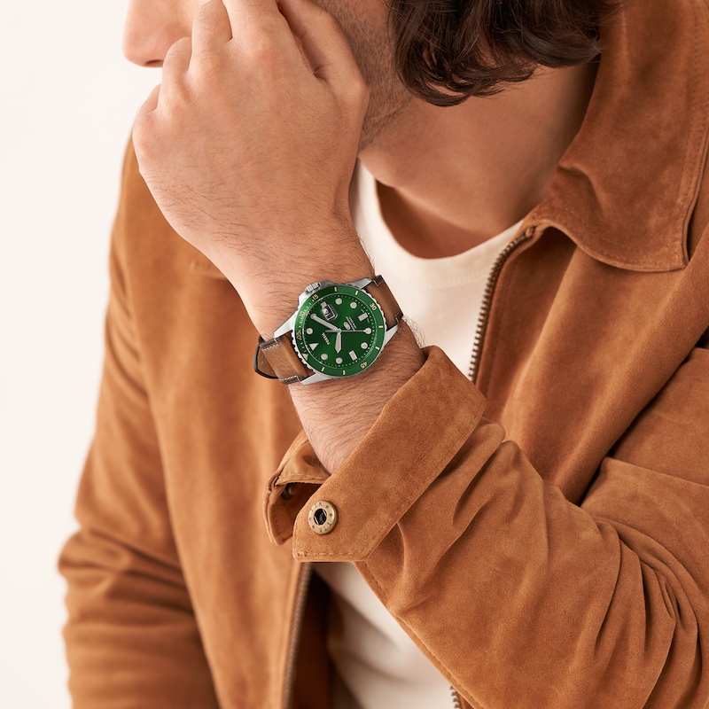 Main Image 4 of Fossil Blue Men's Tan Leather Strap Watch