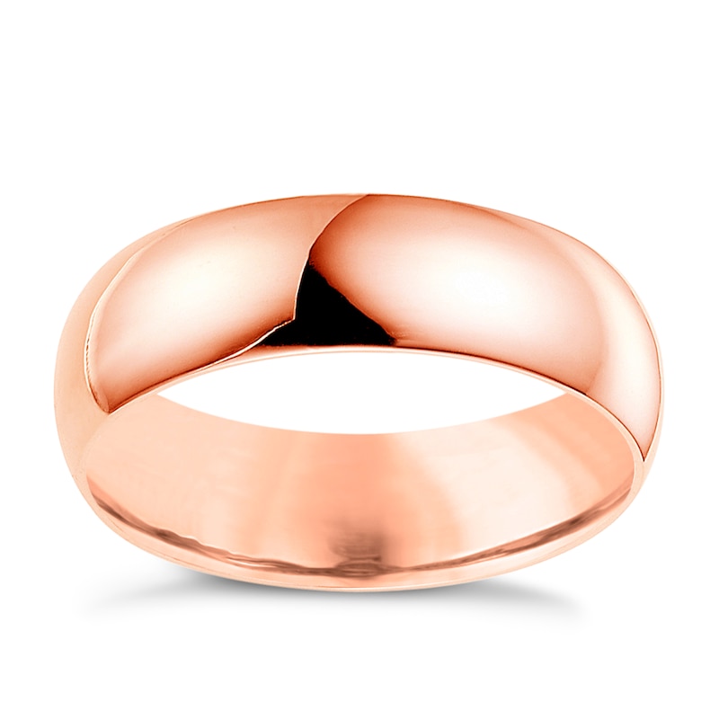 18ct Rose Gold 6mm Heavy D Shape Ring