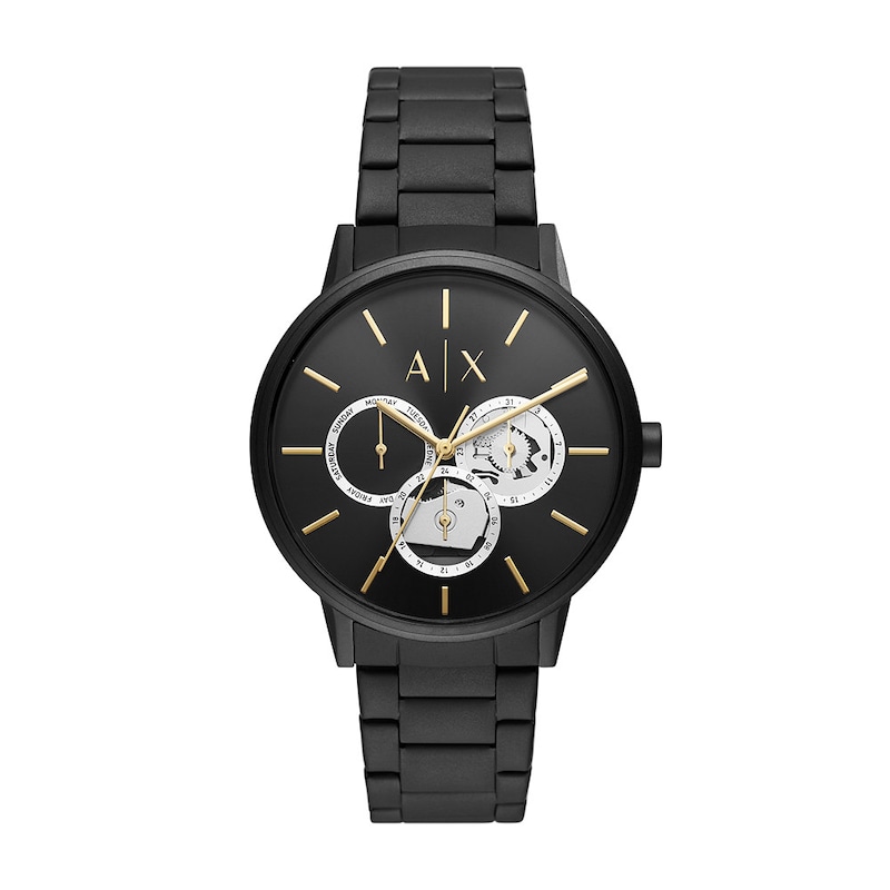 Armani Exchange Men's Open Heart Dial Black Stainless Steel Bracelet Watch