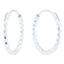 Sterling Silver Diamond Cut 18mm Sleeper Earrings