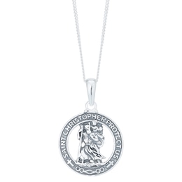 Sterling Silver St Christopher Protect Us Cut Out Pendant