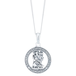 Sterling Silver St Christopher Protect Us Cut Out Pendant