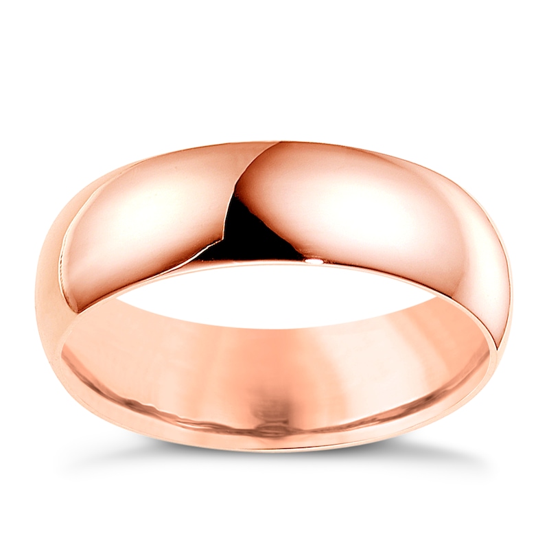 Main Image 1 of 18ct Rose Gold 7mm Heavy D Shape Ring