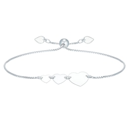 Sterling Silver Graduated Heart Bolo Bracelet