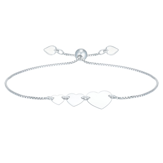 Sterling Silver Graduated Heart Bolo Bracelet