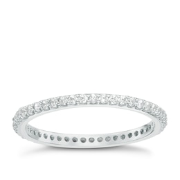 Sterling Silver Cubic Zirconia Set Full Eternity Ring Size L