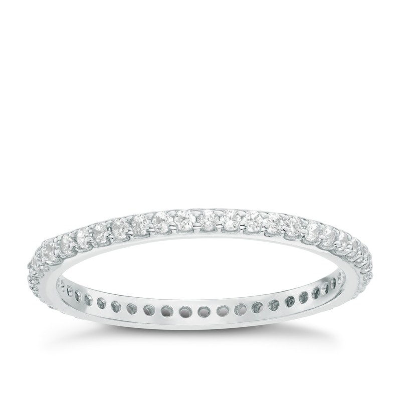 Sterling Silver Cubic Zirconia Set Full Eternity Ring Size P
