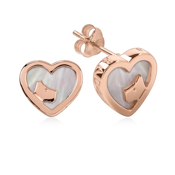 Radley 18ct Rose Gold Tone Mother Of Pearl Heart Earrings
