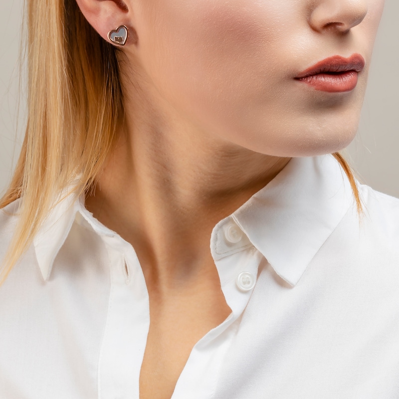 Main Image 3 of Radley 18ct Rose Gold Tone Mother Of Pearl Heart Earrings